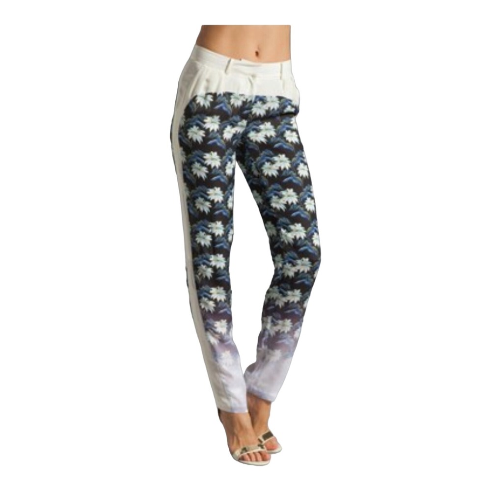 Rebecca Minkoff Women's Size 4 Silk Rio Pants Black Multi Floral Ombre $268